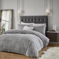 Alpine Striped Faux Fur Duvet Cover and Pillowcase Set