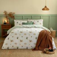 Nature Pumpkin Spice Brushed Cotton Reversible Duvet Cover and Pillowcase Set