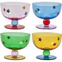 Set of 4 Star Footed Glass Dessert Bowls