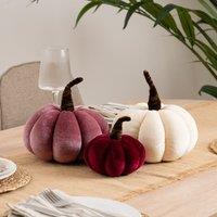 Set of 3 Velvet Plush Pumpkins Pink