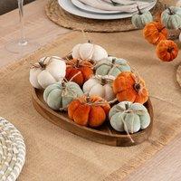 9-piece Decorative Pumpkins in Orange/Mint/Cream