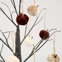24-piece Hanging Velvet Pumpkins in Brown
