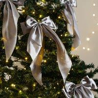 Set of 6 19cm Clip-on Satin Bows in Silver
