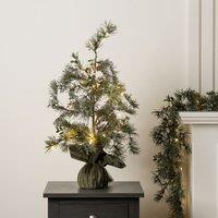 60cm Pre-lit Natural Feel Christmas Tree with Green Velvet Base