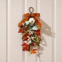 52cm Pumpkin Teardrop Swag in Green/Orange