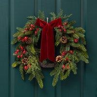 50cm Real Touch Half Wreath with Red Velvet Bow