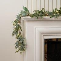 150cm Pre-lit Frosted Garland with Lambs Ear
