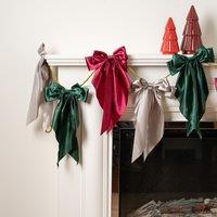 180cm Satin Bow Garland in Ruby/Silver/Green