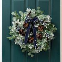 60cm Wreath With Navy Velvet Bow