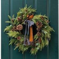 56cm Real Touch Wreath with Metallic Ribbons