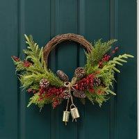 50cm Real Touch Half Wreath with Bells
