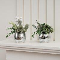 Set of 2 Christmas Mirrorball Plants
