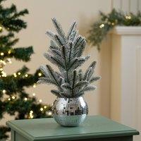 37cm Mirrorball Potted Christmas Tree