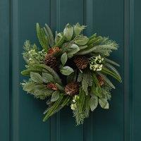 40cm Foliage Wreath with Cones