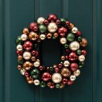 41cm Bauble Wreath in Green/Bronze