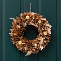 38cm Gold and Brown Wood Shave Wreath