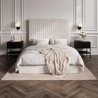 Luciana Soft Woven Ottoman Storage Bed with Tall Fluted Headboard