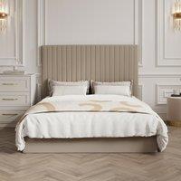 Luciana Velvet Ottoman Storage Bed with Tall Fluted Headboard