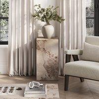 Serafina Pandora Tall Faux Marble Block Side Table