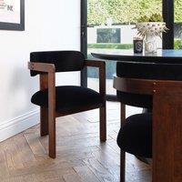 Mirabella Curved Velvet Dining Armchair with Walnut Frame