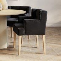 Giada Linen Wingback Dining Armchair with Natural Wood Legs