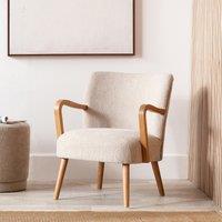 Savino Boucle Curve Accent Chair with Wood Frame