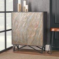Vesto Mango Wood & Stone Veneer Bar Cabinet