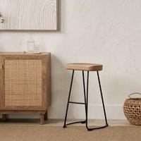 Lorian Ash Wood and Metal Ergonomic Bar Stool