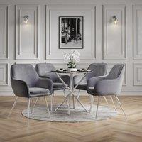 Set of 2 Lavinia Velvet Dining Chairs with Silver Legs