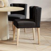Giada Linen Wingback Dining Chair with Natural Wood Legs