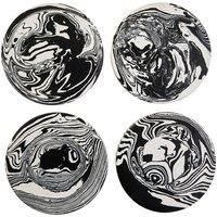 Set of 4 Marble Coasters in Black/White