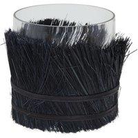 Small Raffia Candle Holder in Black