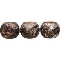 Set Of 3 Speckled Tealight Holders in Brown