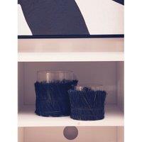 Medium Raffia Candle Holder in Black