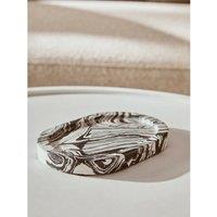 Oval Decorative Marble Tray in Black/White