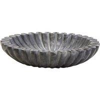 Small Decorative Fluted Marble Bowl in Grey