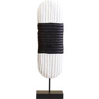 Black and White Mango Wood Oblong Sculpture