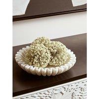 Small Decorative Fluted Marble Bowl in White