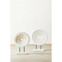 Small Distressed Mango Wood Sculpture in White