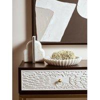 Large Decorative Fluted Marble Bowl in White