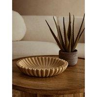 Large Decorative Fluted Marble Bowl in Ochre