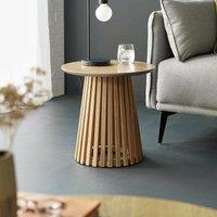 Osric Round Natural Oak Slatted Side Table
