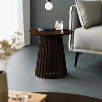 Osric Round Dark Oak Slatted Side Table