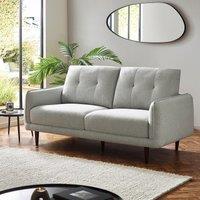 Rene Buttoned Soft Woven 3 Seater Sofa with Walnut Legs