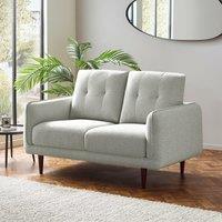 Rene Buttoned Soft Woven 2 Seater Sofa with Walnut Legs