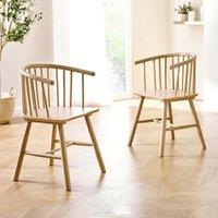 Kael Oak Curved Spindle Dining Chairs (Set of 2)