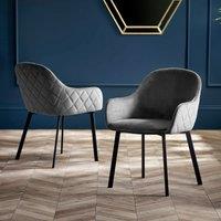 Leora Velvet Diamond-Stitched Dining Chairs (Set of 2)