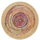 Jaco 120cm Diameter Colourful Round Jute & Recycled Cotton Rug