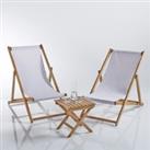 Set of 2 Deckchairs with Small Table