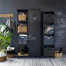 Hiba 1-Door Steel & Oiled Pine Wardrobe & Shelving Unit